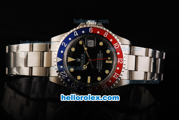 Rolex GMT-Master Swiss ETA 2836 Automatic Movement Full Steel with Blue/Red Bezel and Yellow Markers - Click Image to Close